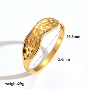 Golden Irregular <b>Bracelets</b> <b>Set</b> 18k Stainless Steel Unisex Fashion Jewelry Wide Bangle Design Elegant Style - Product Image 5