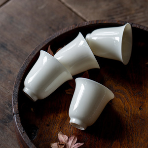 Apricot White Porcelain <b>Tea</b> Cup Cylinder Shape Dehua Handmade Kung Fu <b>Tea</b> <b>Set</b> Master Cup For Home Use - Product Image 2