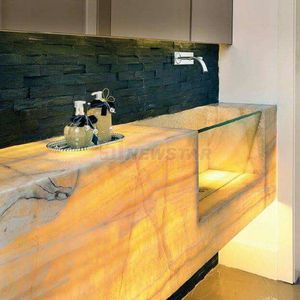 Newstarホテルバスルームカウンタートップオニキスシングルシンクナチュラルホワイトオニキスシンクカスタムバスルームオニキス洗面台 - Product Image 5