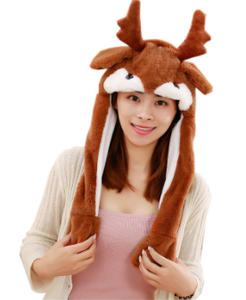 Gorros de invierno de peluche coreanos bonitos y económicos con orejas móviles que se iluminan, regalos de San Valentín, gorro de árbol de Navidad, juguete de animal que no pierde pelo - Product Image 5