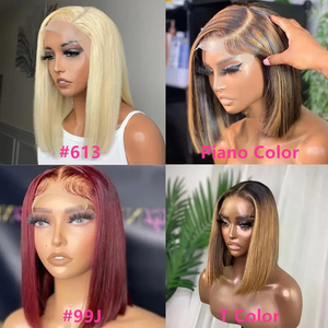 Perruque Bob Courte Sans Colle en Cheveux Humains, Super Double Drawn Qualité 12A, Cheveux Bruts Vietnamiens Lisses Raides, avec Closure 4x4 - Product Image 5