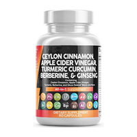 OLLI OEM Capsules Tout-en-un Cannelle de Ceylan, Vinaigre de cidre de pomme, Curcuma, Berbérine, Ginseng pour le soutien du métabolisme et de la glycémie