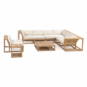 Meubles de jardin modernes, canapé de jardin en teck de haute qualité avec coussins confortables - Product Image 5