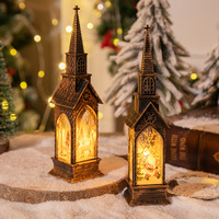 Dekorasi Natal Lampu Angin Gereja Hiasan Rumah Lampu Malam Kreatif Lampu Lilin Elektronik Hadiah Natal