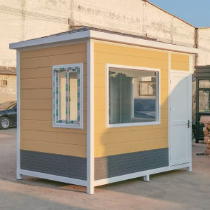 Cabine de sécurité extérieure en bois grainé, design contemporain, durable, installation facile, porte battante, poste de garde de sécurité - Product Image 5