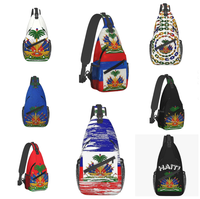 Sac bandoulière de haute qualité avec drapeau d'Haïti, personnalisable avec logo, sac de poitrine, sac à dos bandoulière, sac de voyage pour poitrine, vente en gros d'usine