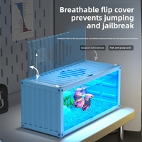 Petit aquarium transparent HD pour poissons combattants - Conception de conteneur de bureau empilable, nouvel aquarium tendance pour poissons combattants siamois