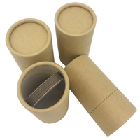 Ventana de PVC transparente ecológica, tubo redondo para embalaje de té, cilindro, caja de papel Kraft con revestimiento de esponja, impresión en relieve