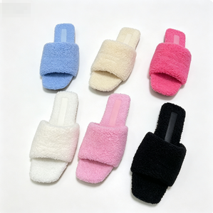 Young Girls Chestnut Brown Furry Faux Fur Slippers Almond Toe Winter Sole Cabin Custom Packaging New Arrival Hot Selling Lounge - Product Image 1