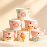 Gobelets à glace jetables écologiques à paroi simple avec logo personnalisé imprimé, 3oz/5oz/8oz, pour yaourt glacé et desserts, avec couvercles