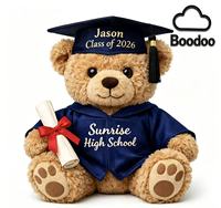 Ours en peluche personnalisé pour cadeau de remise de diplôme, mascotte avec logo d'entreprise, jouet en peluche anime, grand ours jaune, rembourrage en coton PP, matériau doux, Boodoo