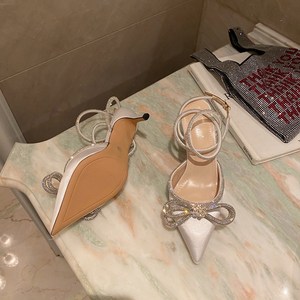 2024 New Rhinestone Butterfly-knot Sandals Fine Heel Sandals Women Crystal Fairy Wind Bow Tie With High Heels - Product Image 5