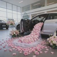 Dekorasi Air Terjun Mawar Sutra Merah Muda untuk Mobil, Pesta, Bunga Artifisial, Aula, Acara Ulang Tahun - Gaya Modern Grosir