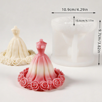 Cetakan Lilin Silikon Gaun Pengantin Bunga Mawar 3D, Cetakan Resin Sabun Gaun Putri untuk DIY Hadiah Pernikahan Buatan Tangan Dekorasi Rumah