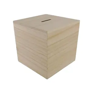 Tirelire en bois en gros tirelire carrée en bois pour enfants