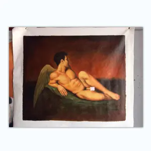 Hand Painted Beautiful Stretched/Framed Modern Home Wall Decoration Art Canvas Oil Painting, Angel Nude Male Canvas Oil Painting