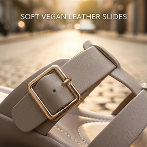 Sandales compensées personnalisées en PU Ca405-3, talon de 3-4 cm, légères et confortables, boucle métallique, multicolores pour usage quotidien féminin - Product Image 2