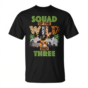 T-shirt Squad Of The Wild And Three Birthday, imprimé animaux de la jungle, taille enfant - Product Image 2