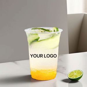 Gobelet en plastique PP jetable avec logo personnalisé, 14 oz-24 oz, transparent, à paroi simple, pour jus de fruits, smoothie, thé au lait - Product Image 3