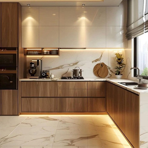 YALIG Luxe Keukenmeubilair Modern Op Maat Gemaakt Fineer Kleur Waterdicht Keukenkasten - Product Image 5