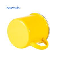Vente en gros de tasses à café en émail jaune de 12 oz - Style classique pour les fêtes et le camping
