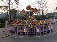 Manège Moto Rotative pour Enfants, Vélo Rotatif à Commande Manuelle avec Lumières LED pour Parc d'Attractions, Centre Commercial, Fête Foraine