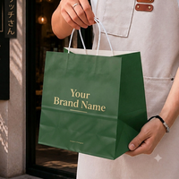Bolsa de Papel Kraft para Llevar Comida, Personalizada, de Lujo, para Pizza, Sushi, Pasteles, Postres, Panadería, Ecológica, Biodegradable, Reciclable, con Asa Retorcida