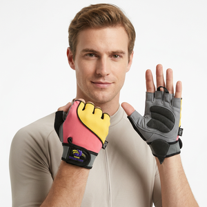 Guantes de levantamiento de pesas de cuero para entrenamiento en gimnasio, con soporte para muñeca, logotipo personalizado, unisex, sin dedos, agarre fuerte, transpirables y ligeros. - Product Image 1