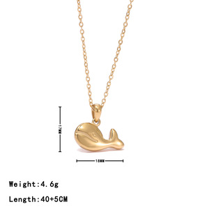 Simple lindo Animal encanto diseño de acero inoxidable 18K chapado en oro pequeño delfín colgante collar para niñas joyería regalo - Product Image 5