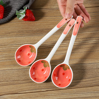 Cuillère à soupe en céramique fraise créative, style Japandi, pour la maison, le restaurant, les mariages, les fêtes, vaisselle, cuillère à dessert en porcelaine mignonne