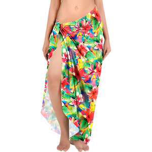Floral Pareo Sarong <b>Beach</b> <b>Wrap</b> Printed Cover Up <b>Skirt</b> Lightweight Swimwear Accessory Tropical Summer Resort Wear Fashion - Product Image 1