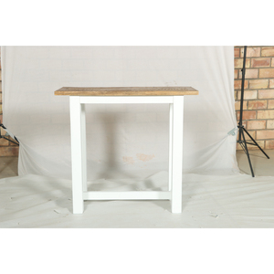 Mesa Consola Moderna Estilo Farmhouse en Blanco con Superficie de Madera Natural, Mesa Decorativa para Entrada - Product Image 1