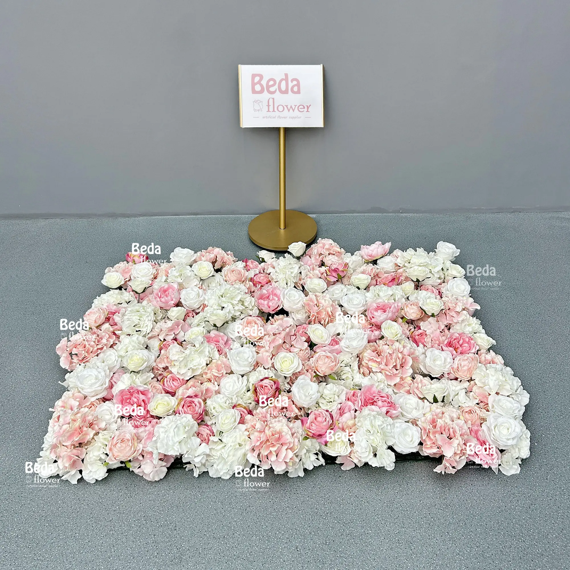 Beda Pared de flores de seda malla de plástico arreglo trasero fondo rosa 5D Rosa Artificial toque real fiesta decoración del banquete de boda