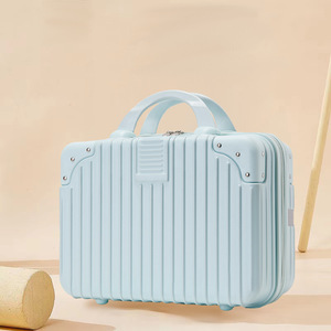 14 Portable Makeup Travel Case Hand Luggage, Pressure-proof Mini ABS Carrying Makeup Case <strong>Suitcase</strong> with Elastic <strong>Band</strong> Small Hard - Product Image 2