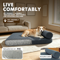 Matelas pour animaux de compagnie POE avec coussin pour le cou, housse amovible résistante à l'abrasion, antidérapant, lavable, coussin de couchage pour chien et chat