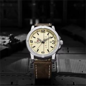 Montre-bracelet à quartz Drioshipping NF9177 avec affichage double date et jour, bracelet en cuir décontracté, montres de sport pour hommes - Product Image 4