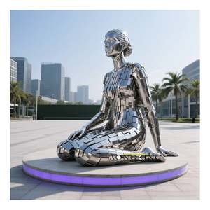 L'acier inoxydable de forme humaine abstraite extérieure moderne disparaissent la sculpture de figure à vendre - Product Image 1