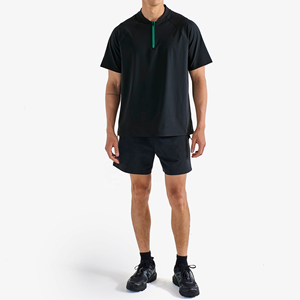 T-shirt de golf pour homme en maille UPF40+ à séchage rapide, extensible, imprimé par transfert thermique, avec fermeture éclair – Vente en gros, performance optimisée, conception ODM - Product Image 5