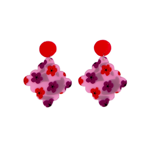 Pendientes de moda con flores pintadas, pendientes rosas, rojos y morados para mujer, accesorios, 12 piezas, Ref4716042 - Product Image 3
