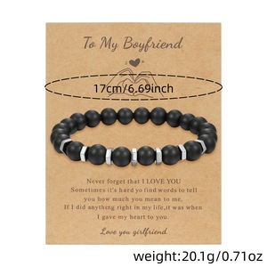 Natural Stone <b>Beaded</b> <b>Bracelet</b> 8mm Valentine's Day Gift For Him Couple Jewelry Unisex Fashion Accessory - Product Image 4