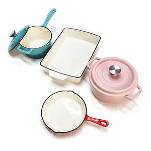 <span class=keywords><strong>Set</strong></span> di Pentole in Ghisa dal Design Minimalista per la Cucina di Casa Eco-Friendly con Rivestimento Smaltato Antiaderente Padelle e Casseruole - Product Image 6