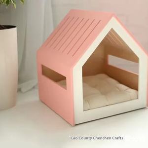 עץ מלא יוקרה כלוב לחיות מחמד כלוב גדול חתול וציפור קן מאוורר ונשימה לכל ארבע העונות בתי חתול נייטרלי - Product Image 3