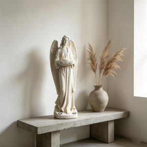 Sculpture d'ange en résine blanche grandeur nature, ange ailé debout, statue pour la décoration de parcs et de jardins en extérieur - Product Image 2