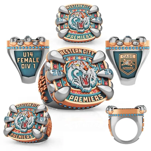 Anillos de campeonato de aleación de Zinc chapados en platino de alta calidad personalizables Diseño de corazón para equipos universitarios Bodas deportivas - Product Image 1