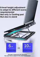 Support pour ordinateur portable à vitesse de ventilation réglable, prix d'usine, hauteur réglable, refroidisseur pour ordinateur portable avec 6 ventilateurs silencieux à six cœurs, 2 ports USB