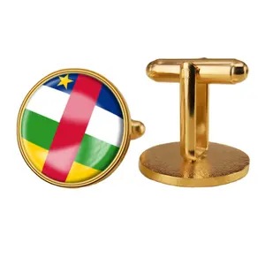 Fashion Clothing Accessories Central African Republic Flag Cufflinks World Flag Cufflinks Alloy Plating Cufflinks for Men