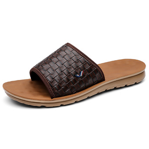 Men's <b>Slides</b> Black Woven Anti-Slippery Soft Sole Outdoor Casual Summer Sandals <b>Slip</b>-On Shoes Youth 18-40 - Product Image 4