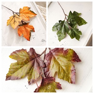 CallaFloral Artificial Maple Leaf <b>Branch</b> Polyester Indoor Home <b>Decor</b> Autumnal Green Yellow Single <b>Branch</b> PJ1180 - Product Image 3