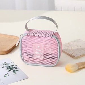 Mesh <b>Makeup</b> Bag Large Capacity Travel Portable Toiletry <b>Case</b> Pink - Product Image 1