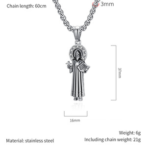 Collana con Ciondolo di <span class=keywords><strong>San</strong></span> Benedetto in Acciaio Inossidabile, Gioiello di Moda Hip Hop Europeo e Americano - Product Image 5